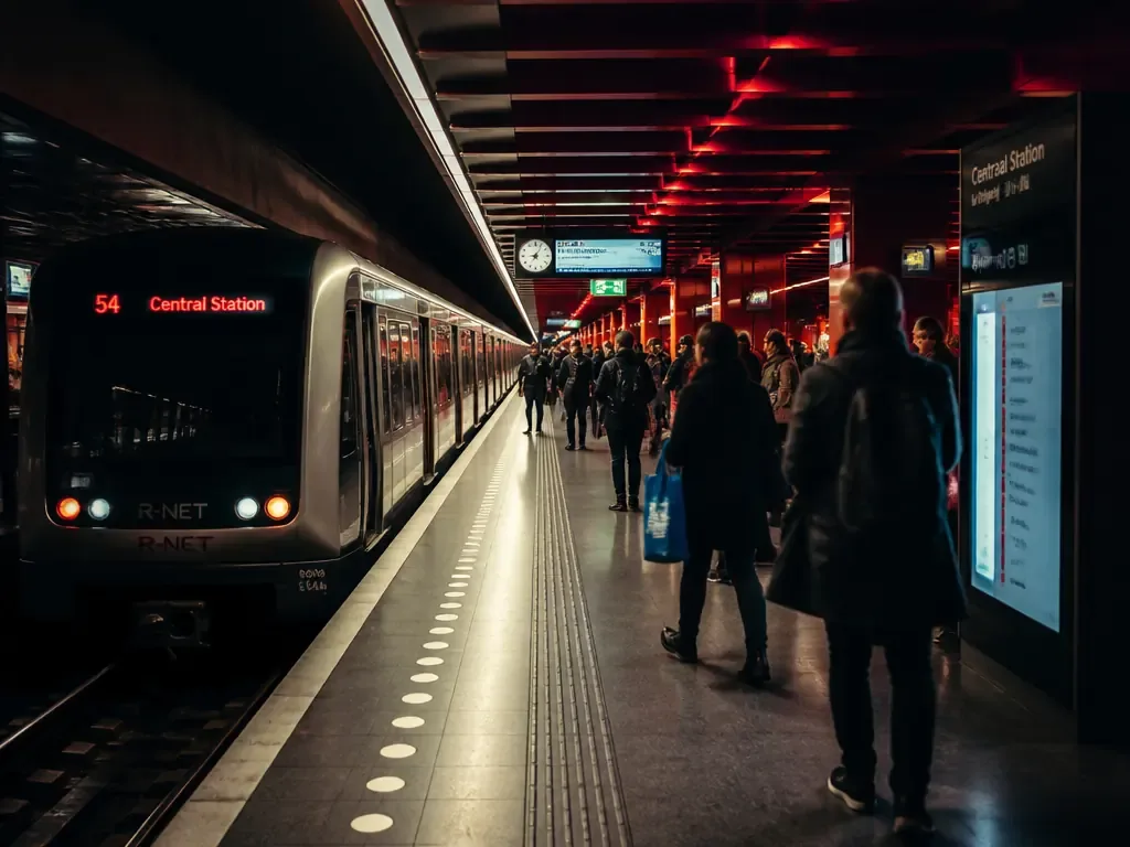 Passagiers wachten op een metro op station Centraal in Amsterdam.