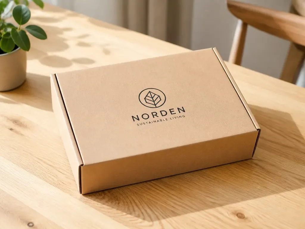 Kartonnen doos met het logo van 
