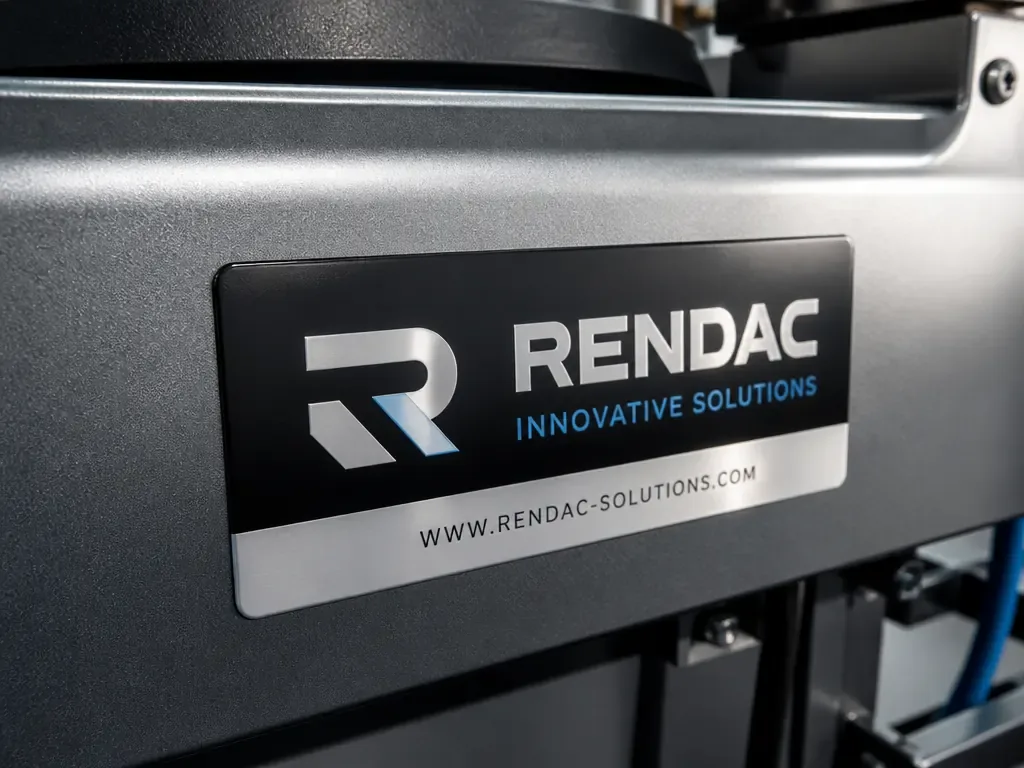 Een sticker op een product met het logo van Rendac en de tekst 