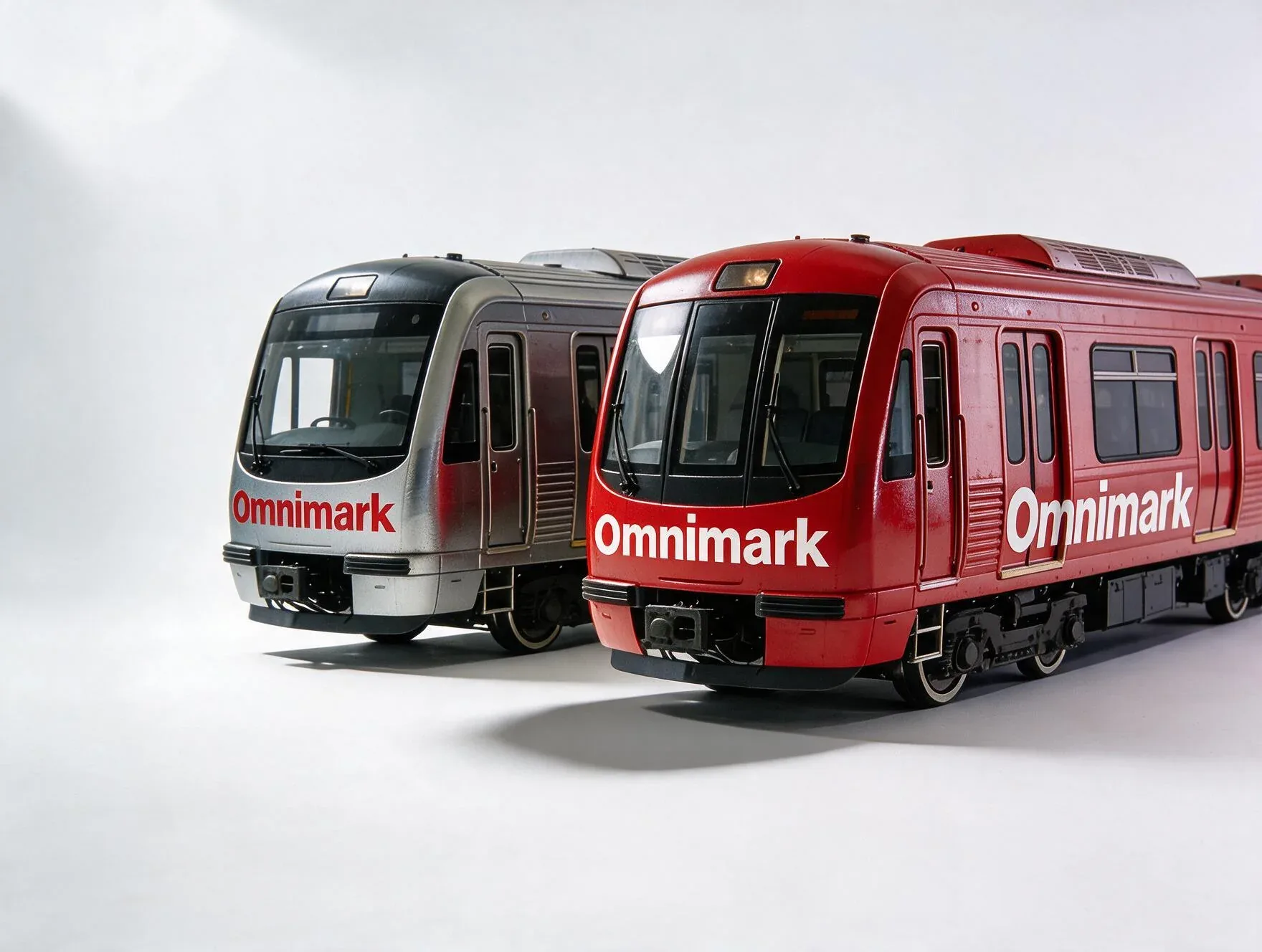 Twee metrostellen met het opschrift 